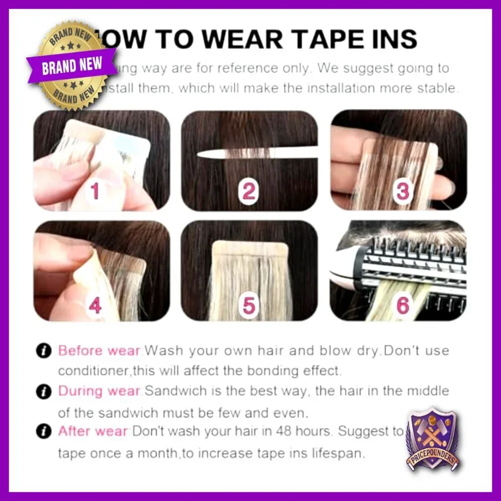 20 Inch Tape In Hair Extensions 100% Remy Human Hair 20 Pieces Straight